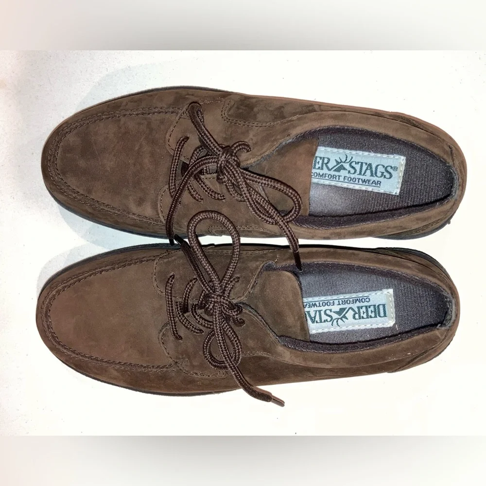 NWOT DEER STAGS Anywhere LEATHER Oxford Brown Suede Big Boy/Mens 7.5M